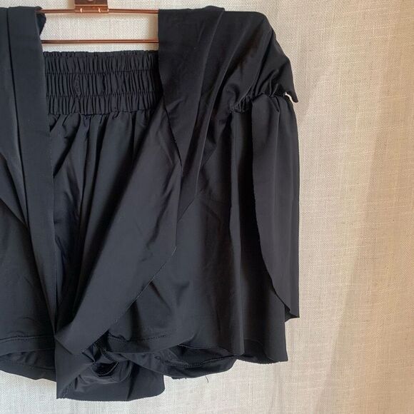 LUOGONGZI Women’s Large Black Shorts Layered Nylon Spandex Running Athletic Yoga - Picture 5 of 10